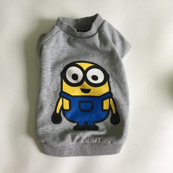 Dog Clothes Disney Minion Character Gray Sweat Short Sleeve Size Large - Picture 1 of 8